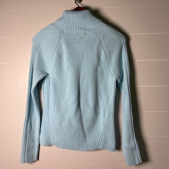 Eddie Bauer Women Stretch Ribbed Turtleneck Sky Blue Sweater Large - Picture 5 of 10